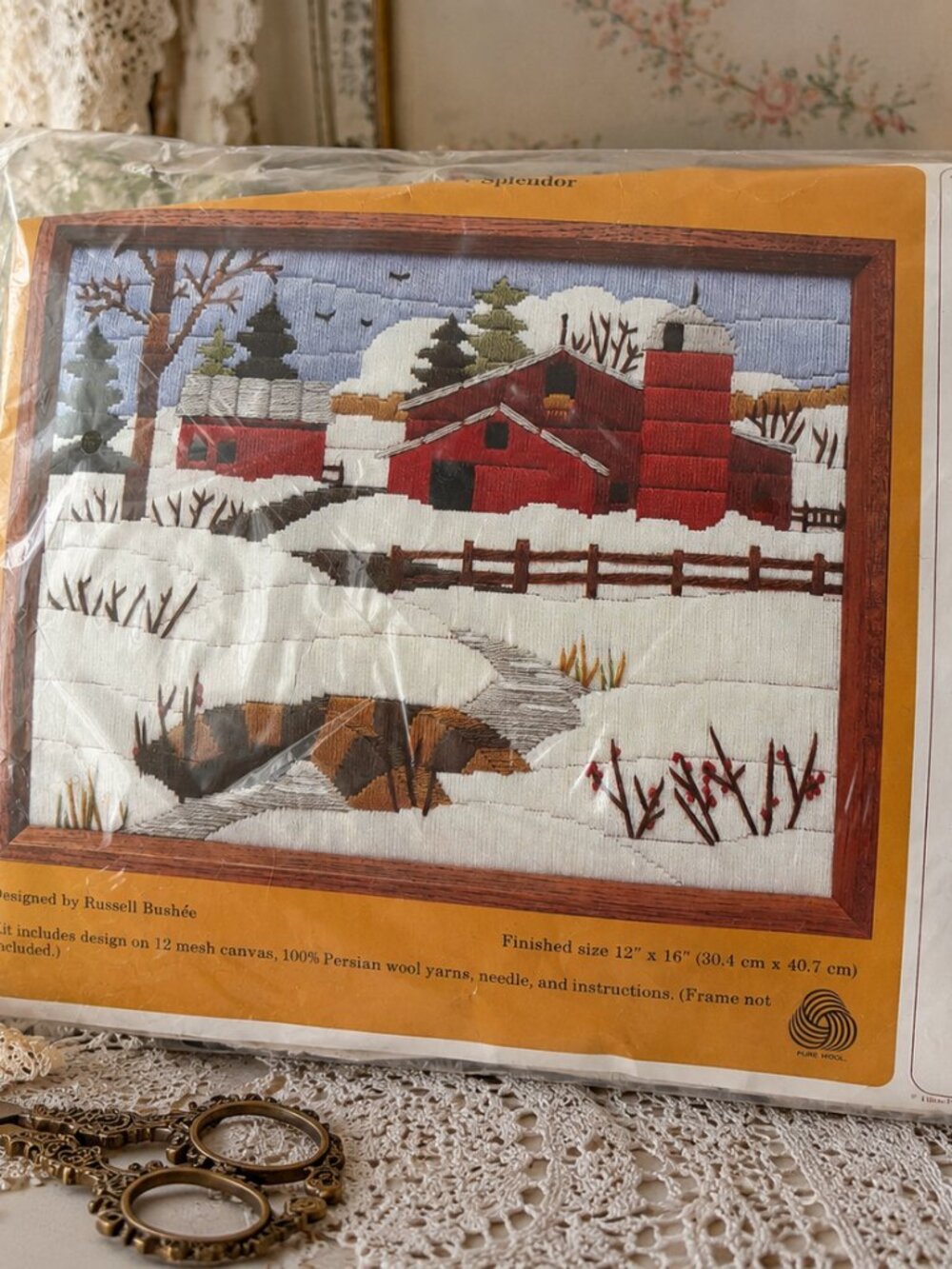 Vintage Creative Circle “Winter Splendor” Needlepoint Kit Russell Bushée Persian
